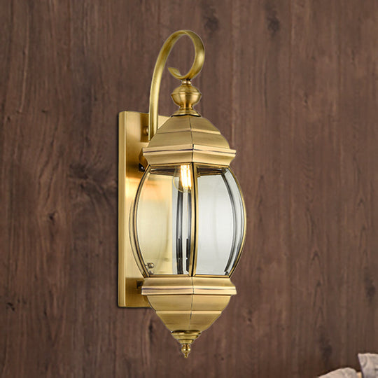 Traditional Brass Lantern Porch Wall Sconce Lighting 7.5/9.5 Wide