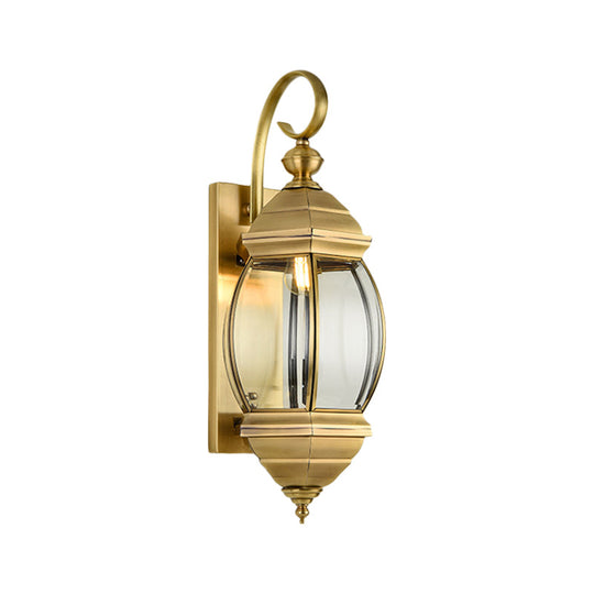 Traditional Brass Lantern Porch Wall Sconce Lighting 7.5/9.5 Wide