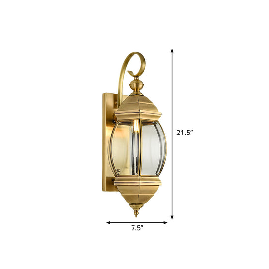 Traditional Brass Lantern Porch Wall Sconce Lighting 7.5/9.5 Wide