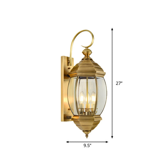 Traditional Brass Lantern Porch Wall Sconce Lighting 7.5/9.5 Wide