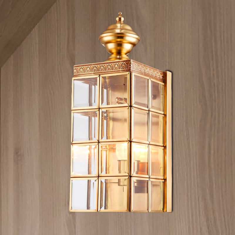 Traditional Metal Wall Sconce - Rectangular Brass Light Fixture