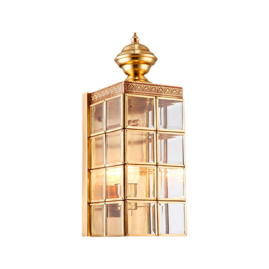 Traditional Metal Wall Sconce - Rectangular Brass Light Fixture