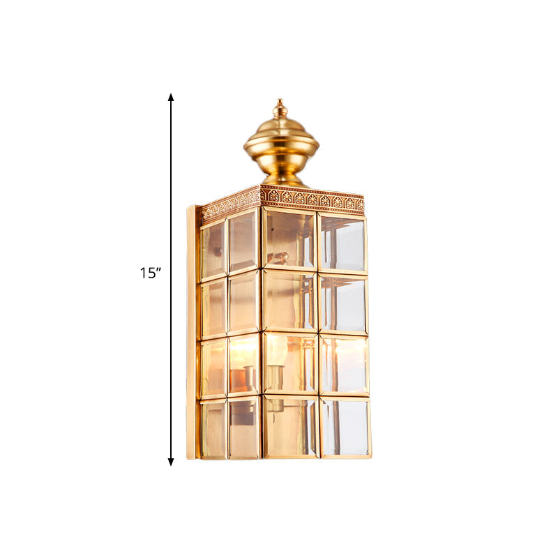 Traditional Metal Wall Sconce - Rectangular Brass Light Fixture