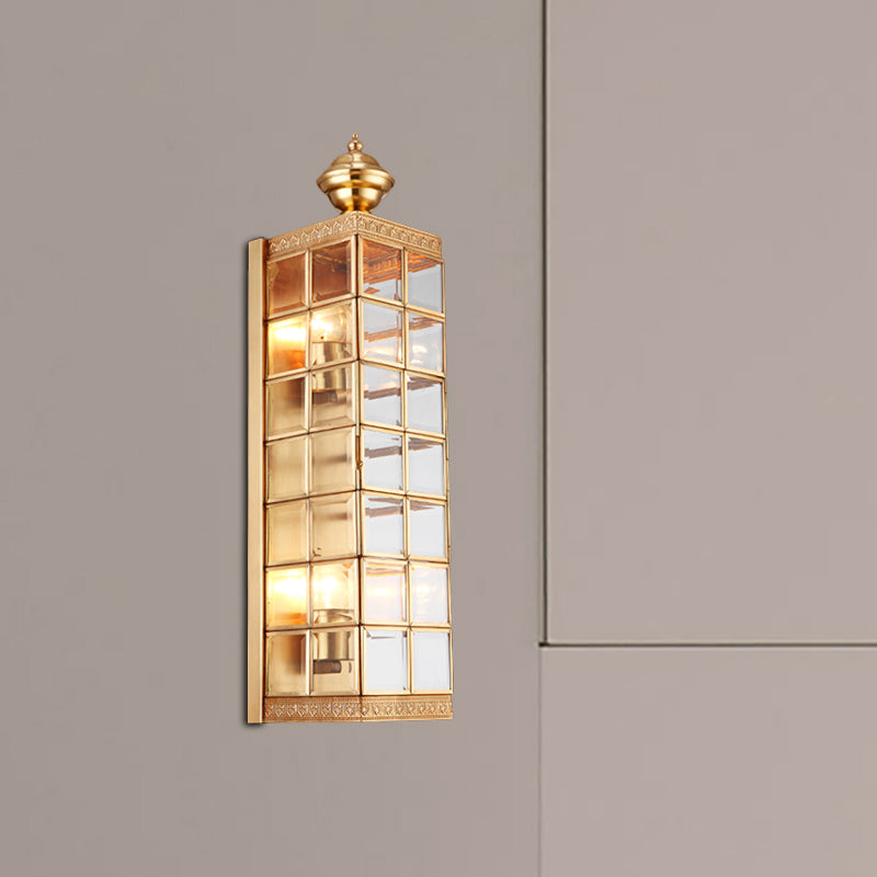 Traditional Metal Wall Sconce - Rectangular Brass Light Fixture