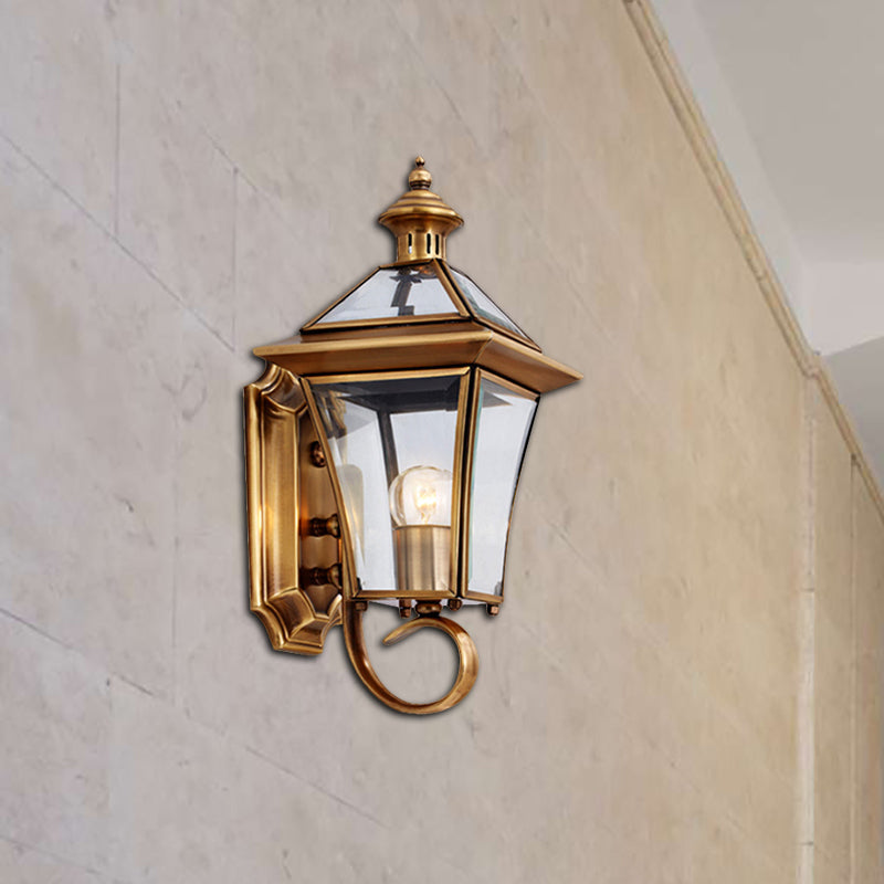 Traditional Brass Birdcage Wall Lamp With 1 Light For Balcony Mount 14/15 Height / B