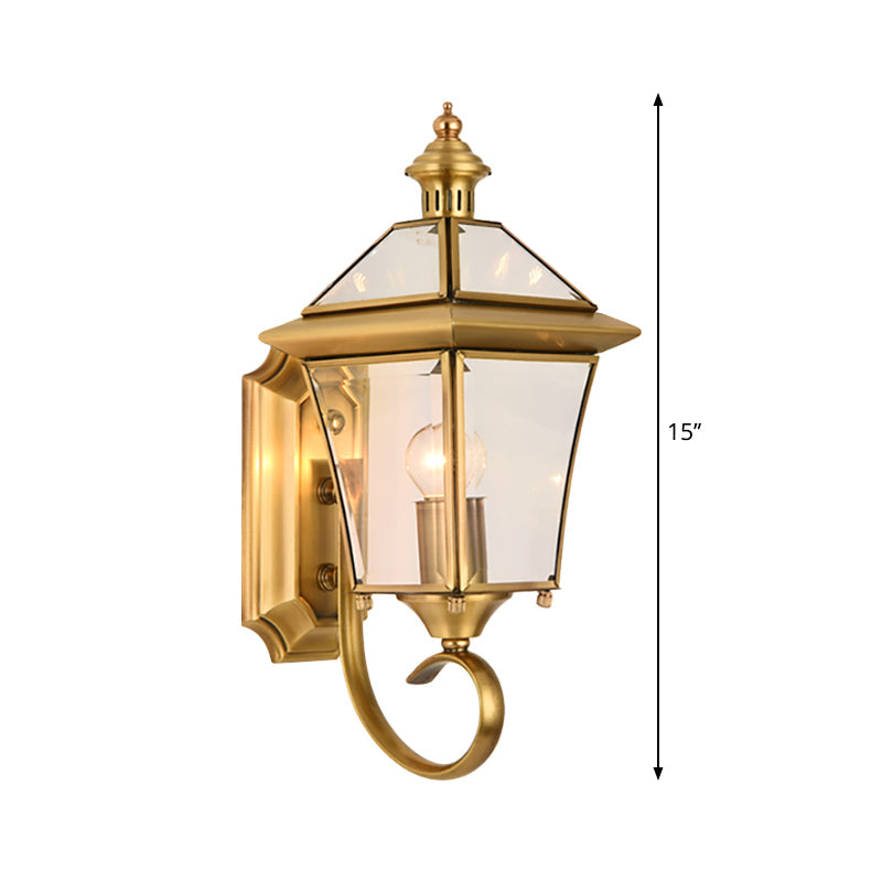 Traditional Brass Birdcage Wall Lamp With 1 Light For Balcony Mount 14/15 Height