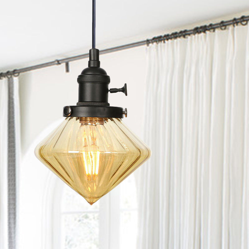 Height Adjustable Industrial Hanging Pendant Light - 1-Light Indoor Black/Bronze/Brass Finish With