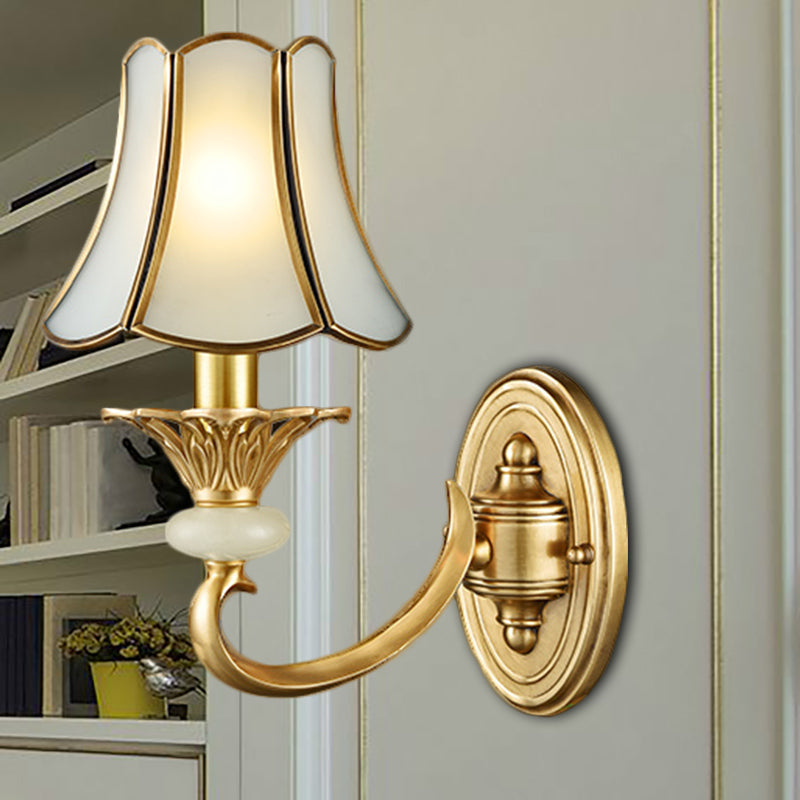 Brass Flared Sconce Light Fixture - Traditional Wall Mount Lamp For Living Room