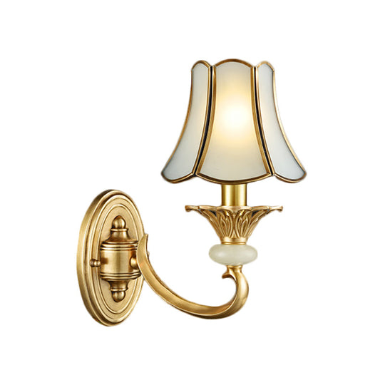 Brass Flared Sconce Light Fixture - Traditional Wall Mount Lamp For Living Room