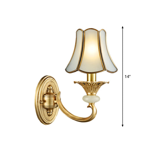 Brass Flared Sconce Light Fixture - Traditional Wall Mount Lamp For Living Room