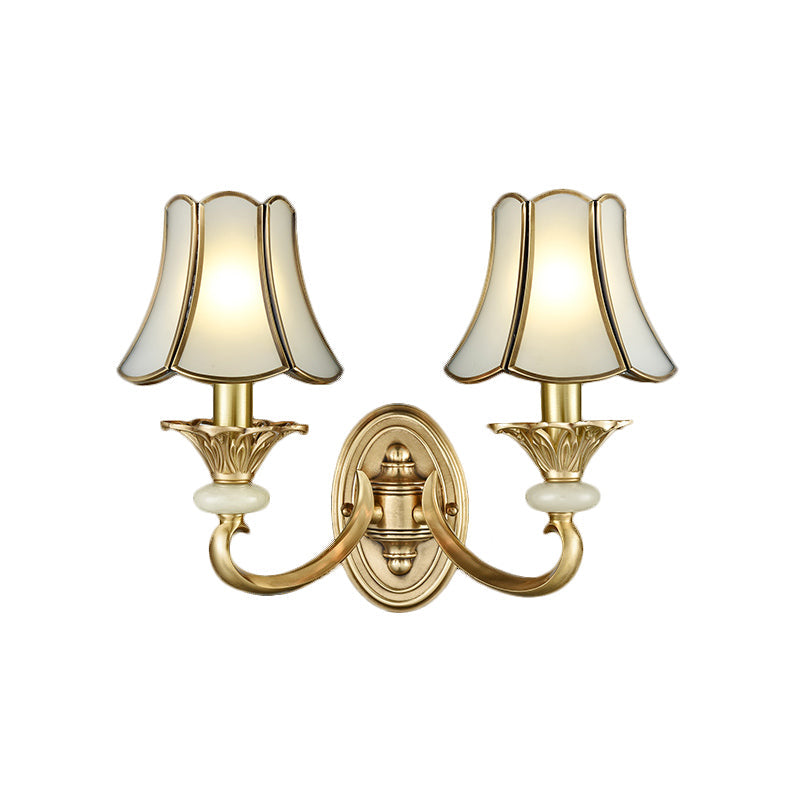 Brass Flared Sconce Light Fixture - Traditional Wall Mount Lamp For Living Room