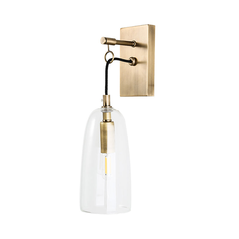 Modern Flared Wall Mount Lamp - 1 Light Gold Sconce With Clear Glass Shade