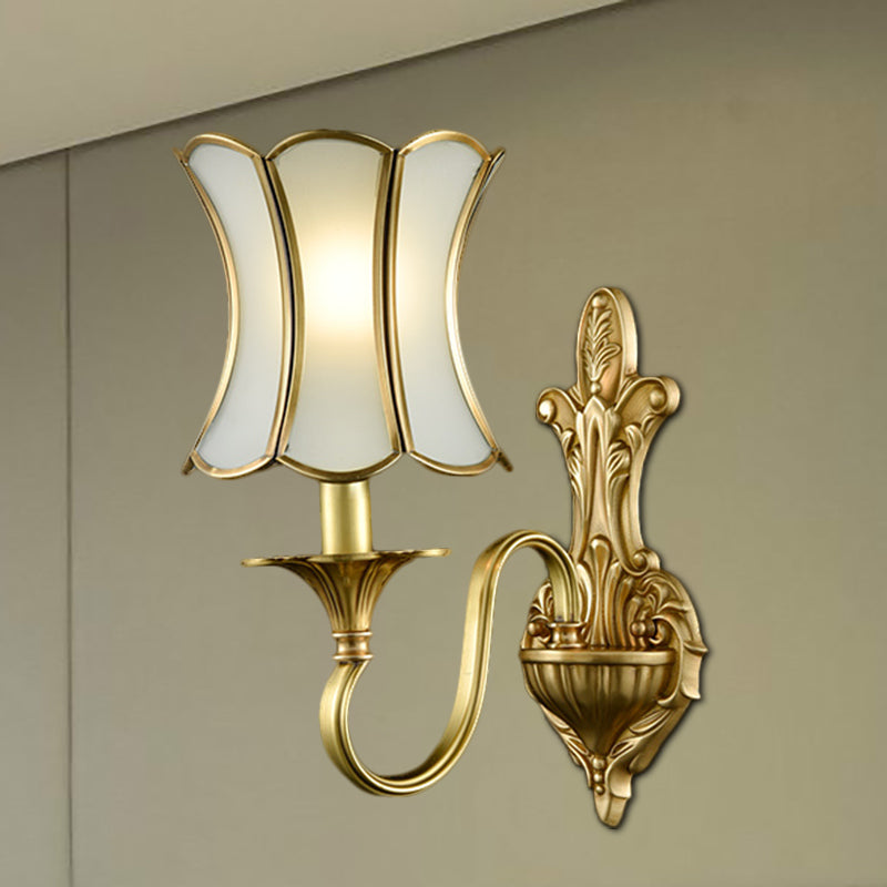 Curvy Brass Sconce Light: Traditional 1/2-Bulb Wall Lamp For Bedrooms