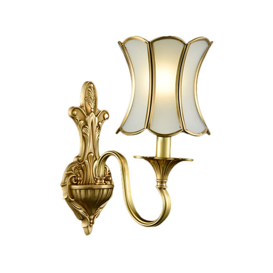 Curvy Brass Sconce Light: Traditional 1/2-Bulb Wall Lamp For Bedrooms