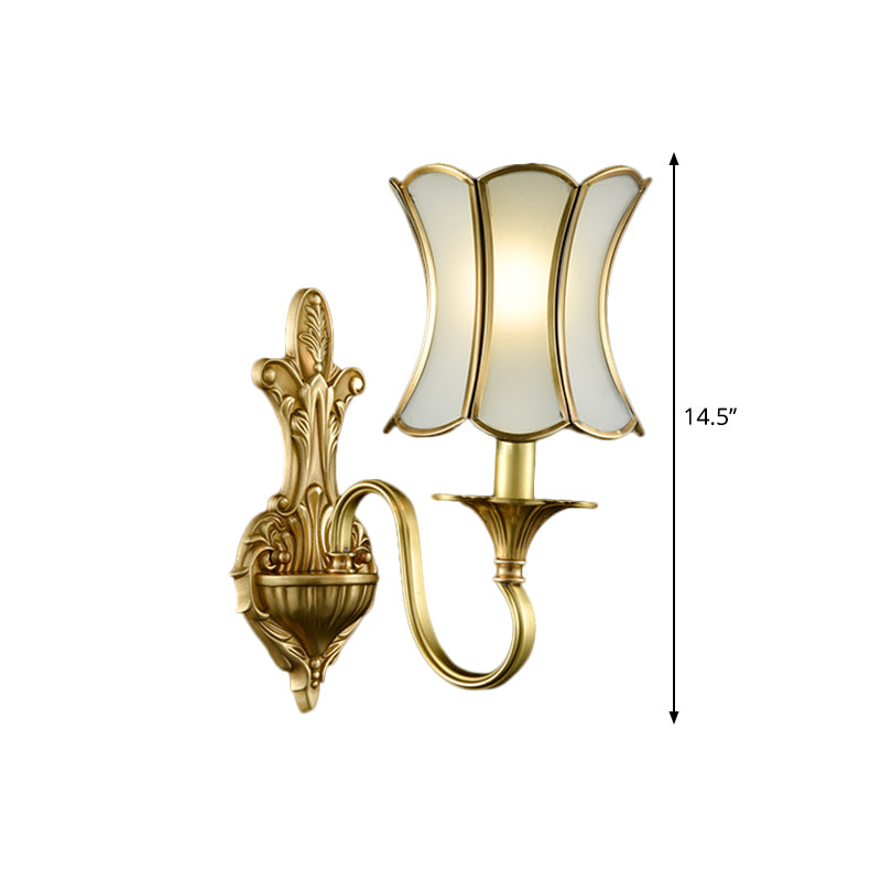 Curvy Brass Sconce Light: Traditional 1/2-Bulb Wall Lamp For Bedrooms