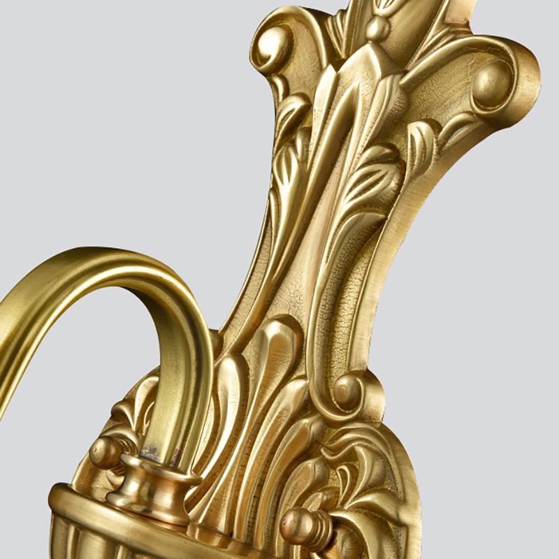 Curvy Brass Sconce Light: Traditional 1/2-Bulb Wall Lamp For Bedrooms