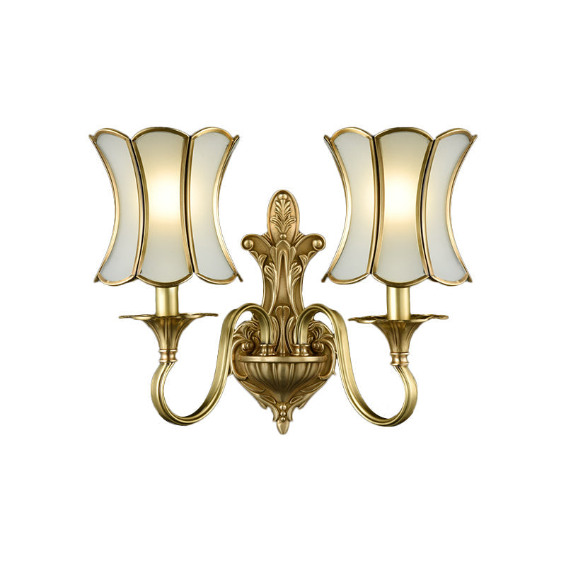 Curvy Brass Sconce Light: Traditional 1/2-Bulb Wall Lamp For Bedrooms