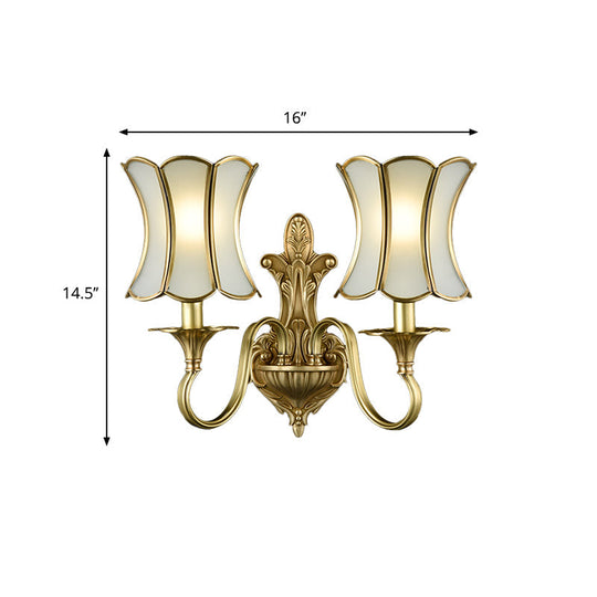 Curvy Brass Sconce Light: Traditional 1/2-Bulb Wall Lamp For Bedrooms