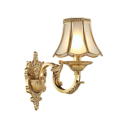 Traditional Brass Metal Wall Sconce Light Fixture For Bedroom