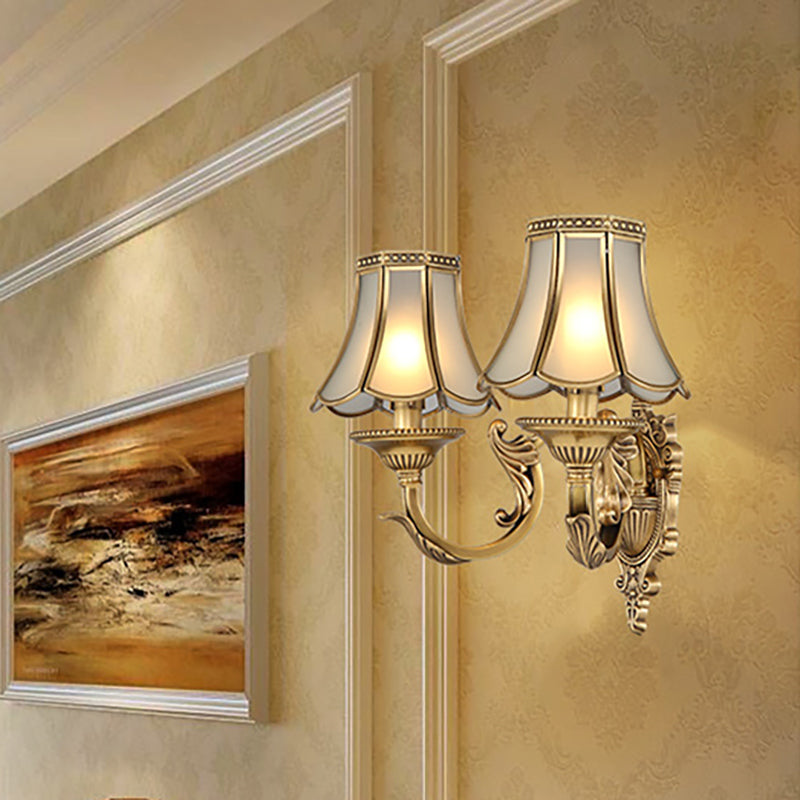 Traditional Brass Metal Wall Sconce Light Fixture For Bedroom