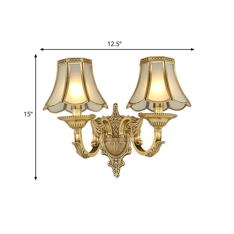 Traditional Brass Metal Wall Sconce Light Fixture For Bedroom