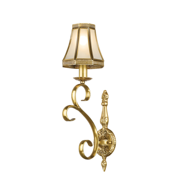 Conical Wall Mount Light - Traditional Brass Metal Fixture With 1/2-Light Lighting