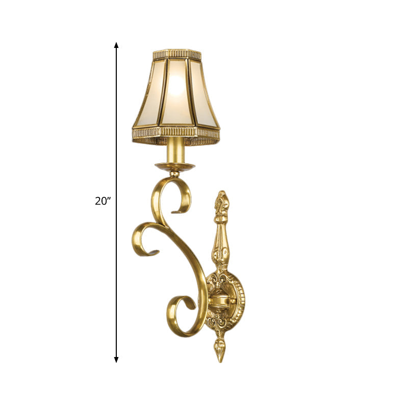 Conical Wall Mount Light - Traditional Brass Metal Fixture With 1/2-Light Lighting