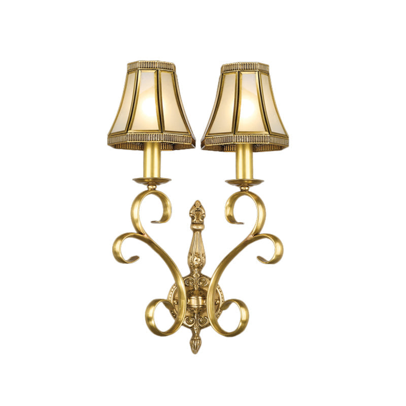 Conical Wall Mount Light - Traditional Brass Metal Fixture With 1/2-Light Lighting