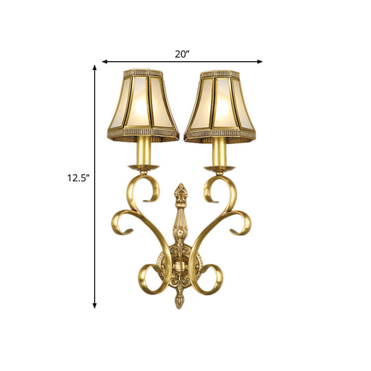 Conical Wall Mount Light - Traditional Brass Metal Fixture With 1/2-Light Lighting