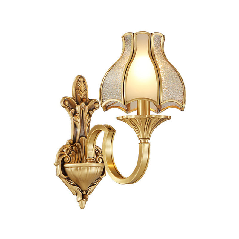 Traditional Brass Wall Sconce With Curving Design - 1/2 Light Fixture For Bedroom