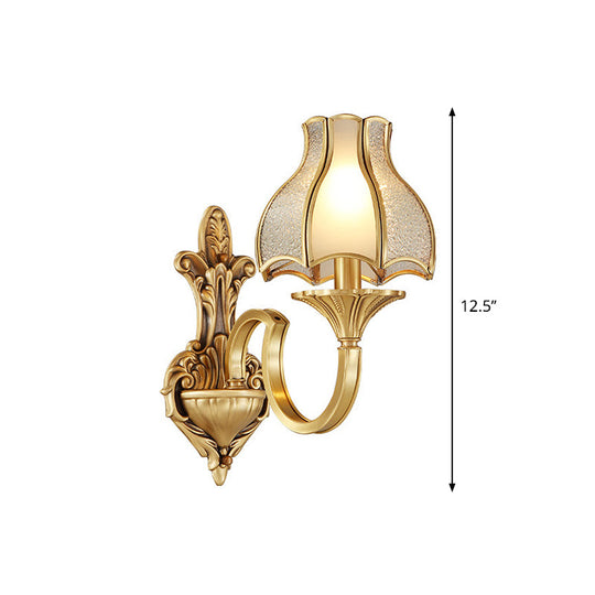 Traditional Brass Wall Sconce With Curving Design - 1/2 Light Fixture For Bedroom