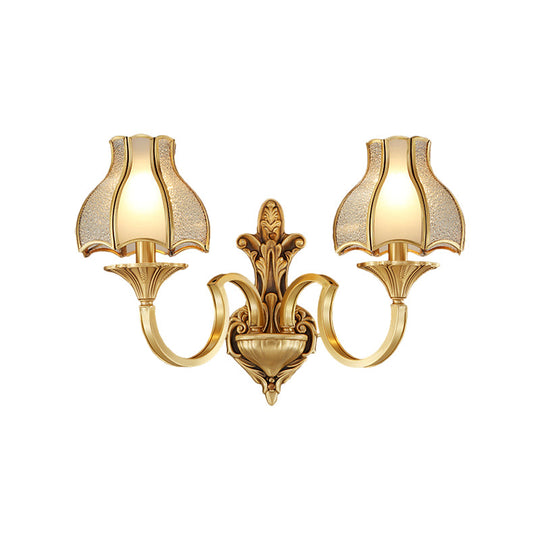 Traditional Brass Wall Sconce With Curving Design - 1/2 Light Fixture For Bedroom