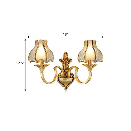 Traditional Brass Wall Sconce With Curving Design - 1/2 Light Fixture For Bedroom