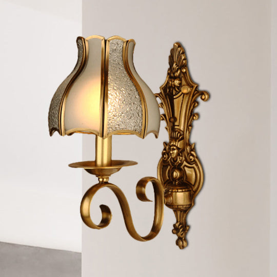 Traditional Curved Brass Wall Sconce With 1/2-Light For Living Room