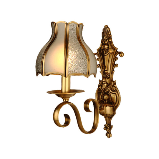 Traditional Curved Brass Wall Sconce With 1/2-Light For Living Room