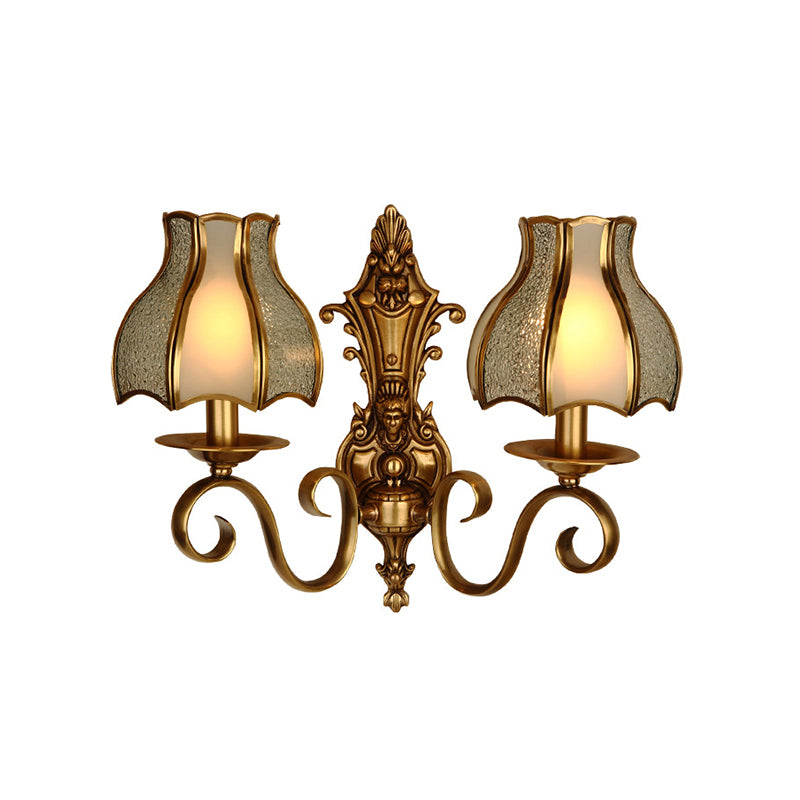 Traditional Curved Brass Wall Sconce With 1/2-Light For Living Room