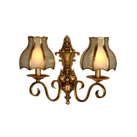 Traditional Curved Brass Wall Sconce With 1/2-Light For Living Room