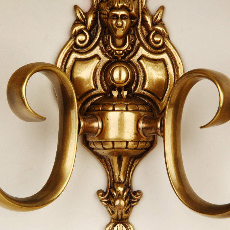 Traditional Curved Brass Wall Sconce With 1/2-Light For Living Room