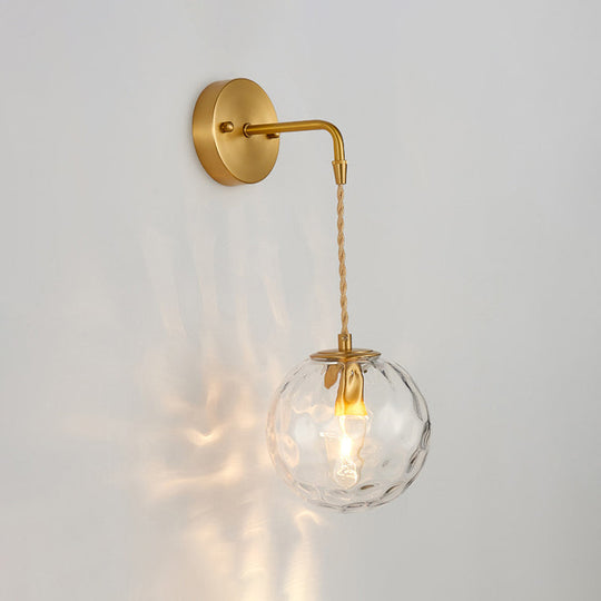 Brass Bedside Wall Sconce Light With Water Glass Shade - Simplicity At Its Finest!