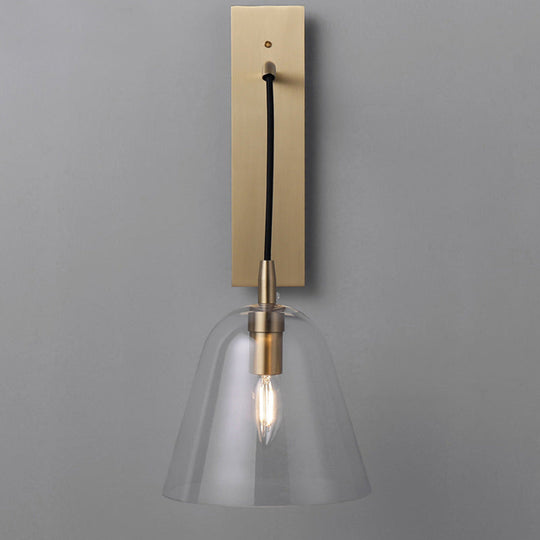 Retro Style Brass Wall Sconce With Clear Glass Shade