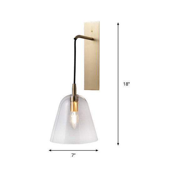 Retro Style Brass Wall Sconce With Clear Glass Shade