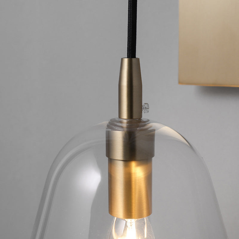 Retro Style Brass Wall Sconce With Clear Glass Shade