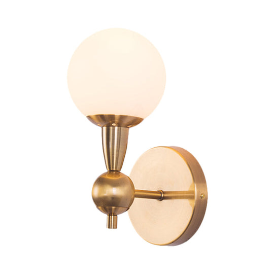 Minimalist Hand-Blown Glass Spherical Wall Sconce With Half-Bulb In Gold - Perfect For Bedrooms