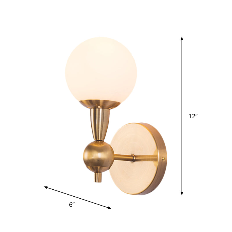 Minimalist Hand-Blown Glass Spherical Wall Sconce With Half-Bulb In Gold - Perfect For Bedrooms