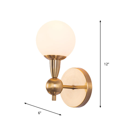 Minimalist Hand-Blown Glass Spherical Wall Sconce With Half-Bulb In Gold - Perfect For Bedrooms