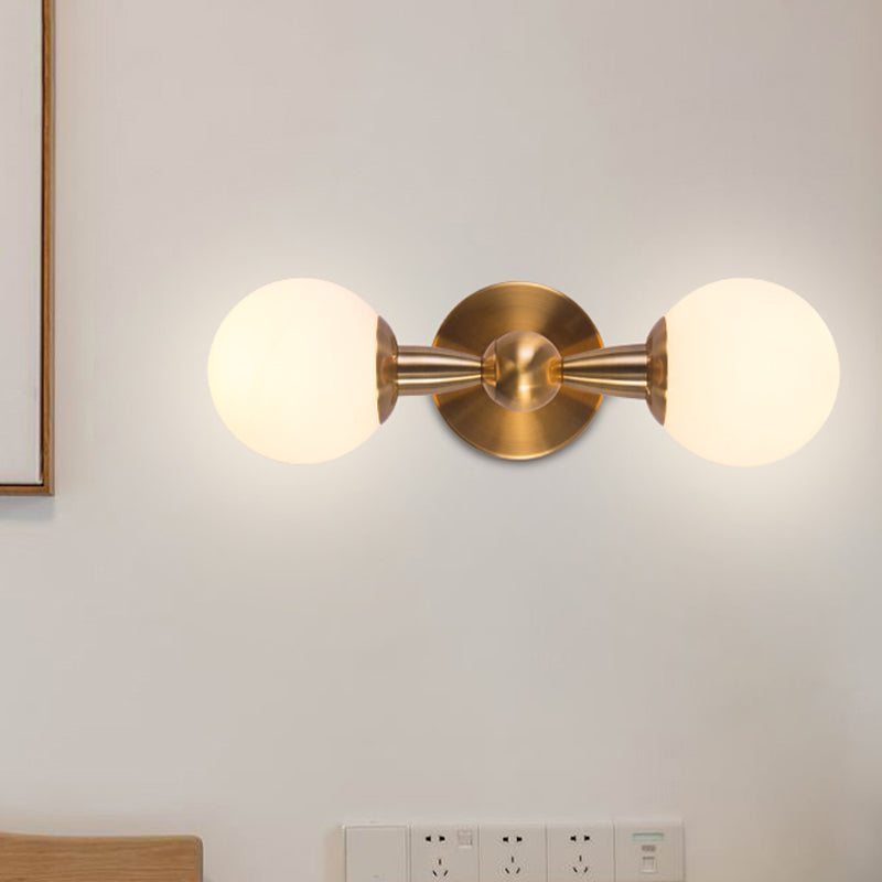 Minimalist Hand-Blown Glass Spherical Wall Sconce With Half-Bulb In Gold - Perfect For Bedrooms 2 /