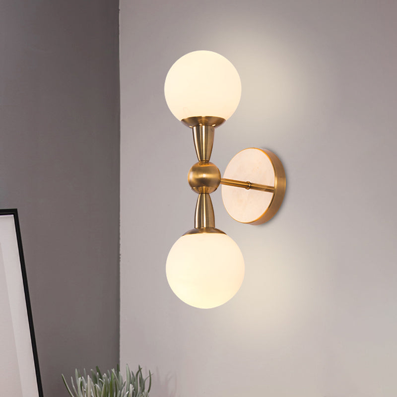 Minimalist Hand-Blown Glass Spherical Wall Sconce With Half-Bulb In Gold - Perfect For Bedrooms