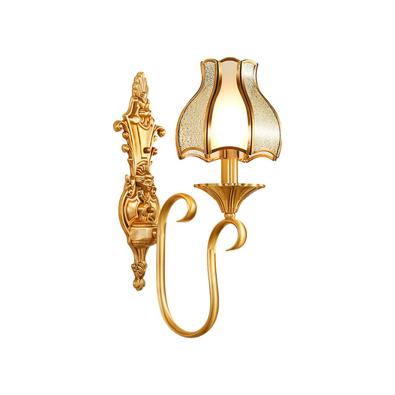 Traditional Brass Wall Sconce With Curvy Design - 1/2 Heads Ideal For Living Room