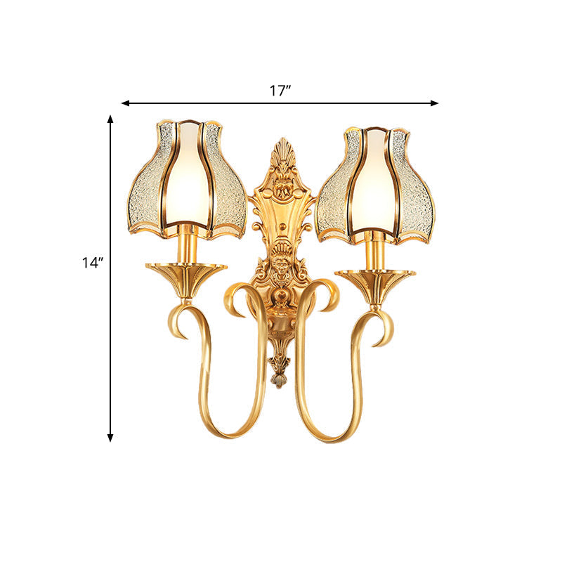 Traditional Brass Wall Sconce With Curvy Design - 1/2 Heads Ideal For Living Room