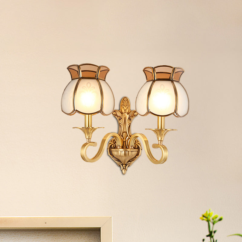 Traditional Metal Brass Birdcage Sconce Light: 1/2-Head Wall Lighting Fixture For Living Room